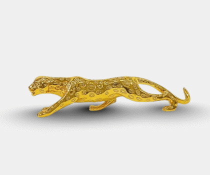 Zykaar Creative Leopard Statue, Lucky Fengshui Jaguar/Cheetah Gift for Car, Office & Home|Leopard Panther Jaguar Brass Showpiece|Decorative Product Table Showpiece|Animal Figurine|Pack of 1 (27 cm)