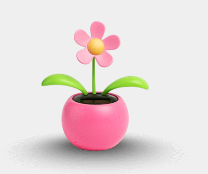 Zykaar Swinging Solar Power Flip Flap Flower Decor Gift|Beautiful Car Decoration Solar Power Dancing Flower|No Battery Required|for Car Dashboard, Home & Office