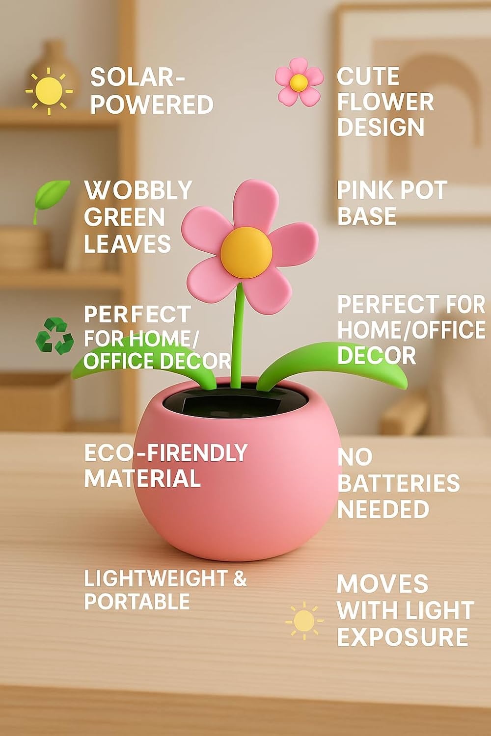 Swinging Solar Power Flip Flap Flower Decor Gift|Beautiful Car Decoration Solar Power Dancing Flower|No Battery Required|for Car Dashboard, Home & Office - Image 2