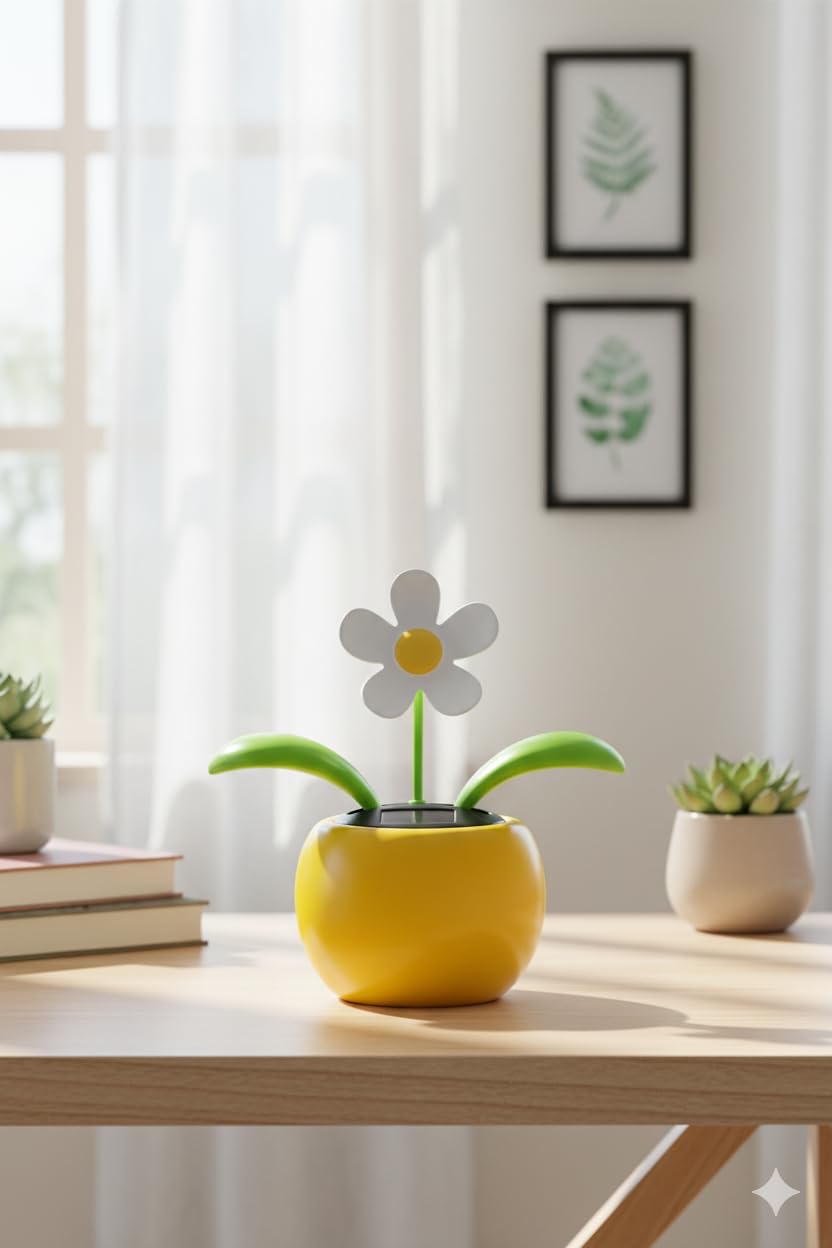 Swinging Solar Power Flip Flap Flower Decor Gift|Beautiful Car Decoration Solar Power Dancing Flower|No Battery Required|for Car Dashboard, Home & Office - Image 5