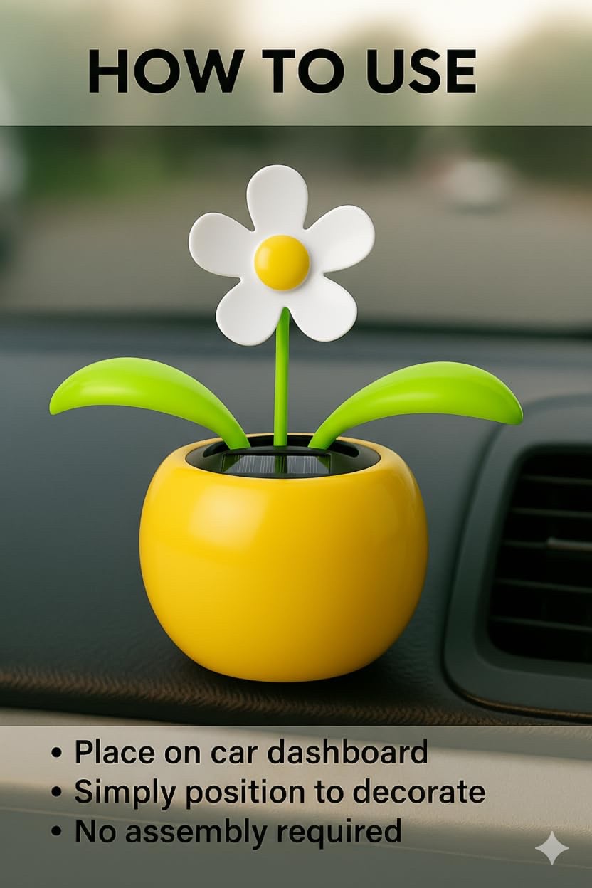 Swinging Solar Power Flip Flap Flower Decor Gift|Beautiful Car Decoration Solar Power Dancing Flower|No Battery Required|for Car Dashboard, Home & Office - Image 4