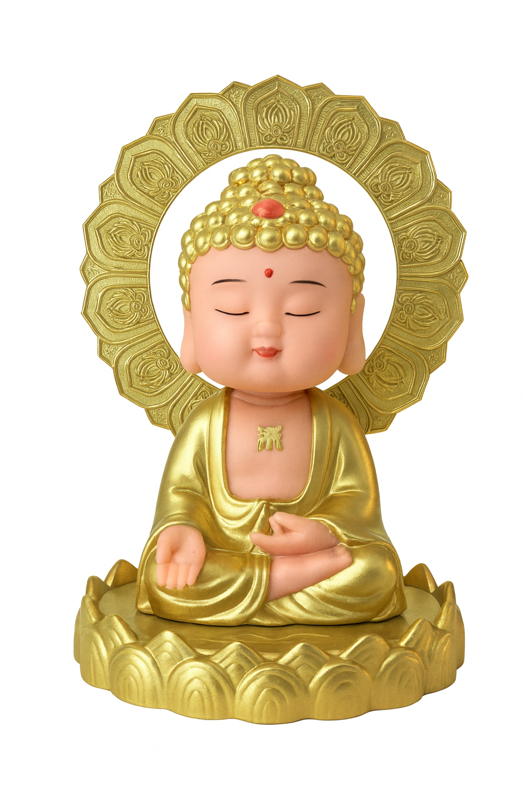 Solar Powered Golden Chakra Moving Head Buddha Idol | Eco-Friendly Dashboard & Home Decor | Peaceful Nodding Buddha Figurine | Battery-Free Car Dashboard | Spiritual Gift for Positivity - Image 5